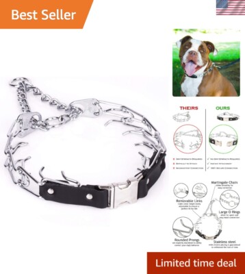 Durable Stainless Steel Prong Collar with Custom Quick Snap Buckle 26-31'' Neck