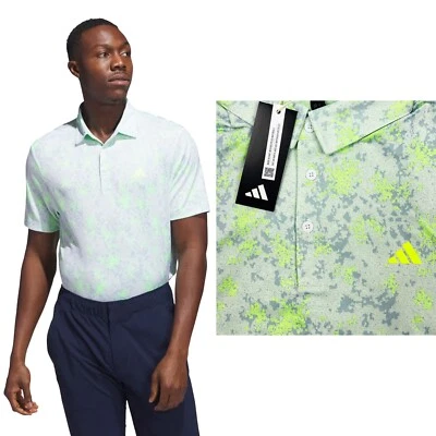 Adidas Burst Jacquard Print Golf Polo Shirt - Lucid Lemon