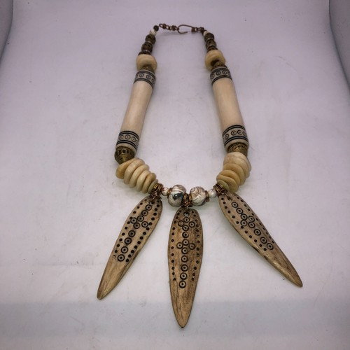 Dramatische ethnische Halskette äthiopische Knochenamulette/Talismane Knochen/Holzperlen - Bild 6 von 8