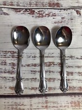 Lot Of 3 1881 Rogers Stainless Oneida Arbor Rose Baby Child Spoon Flatware Sugar