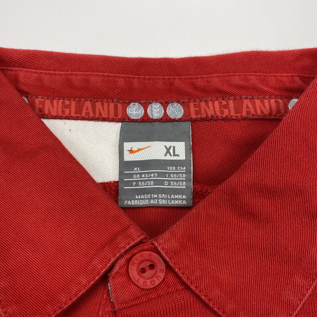 England Rugby Jersey Shirt O2 Rose Size XL Long Sleeve Nike 234517