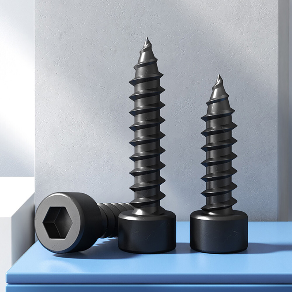 Hex Socket Head Self-Tapping Screws – Grade 8.8 Nickel Plated Carbon Steel, M3 X 35mm (100pcs), Allen Drive