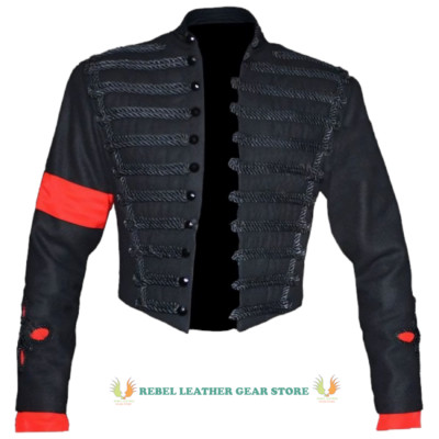 Michael Jackson Black Wool Jacket   King of Pop Tribute, Thriller Style Biker US