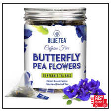 BLUE TEA Butterfly Pea Flower 30 Tea Bags NATURAL COLORING For Food Drinks