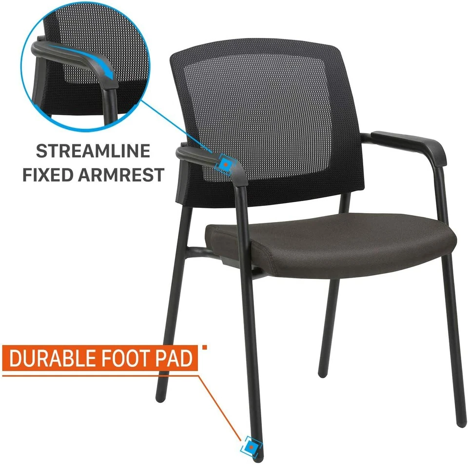 Juego de 4 sillones apilables con respaldo de malla CLATINA asiento tapizado de tela ergonómico Foto 2 de 4