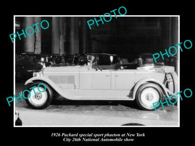 8x6 HISTORIC PHOTO OF PACKARD MOTORS 1926 PHAETON NEW YORK MOTOR SHOW DISPLAY