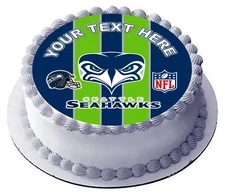 Seattle Seahawks Edible Image Topper for Cake. Edible Pre Cut Stickers
