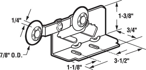 Prime-Line N 6531 Twin Pocket Door Roller, Top Mount (2-pack) 2 Pack, Mill - Picture 2 of 2