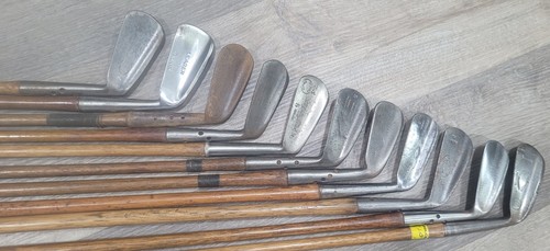 11 antike Vintage Flansch gewichtete Sohle Hickory Holz Schaft Golfschläger C0 SW weniger - Bild 15 von 18