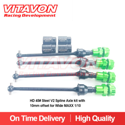 VITAVON HD Steel Spline CVD Axle Kit 10mm Offset V2 for Traxxas Wide MAXX 1/10
