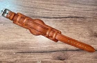 16mm handmade brown leather WW1 WW2 army pilot trench watch bund strap cuff band