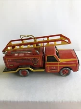 Vintage Vomag 13 ZZ Germany Christmas Ornament Tin Toy Fire Truck Fire Engine