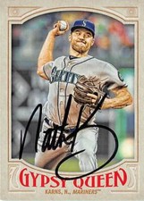 Nathan Karns autographed Baseball Card (Mariners) 2016 Topps Gypsy Queen #240