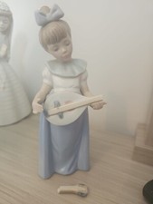 Lladro Nao Figurine - Girl Playing Banjo / Mandolin