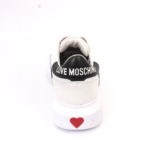 Love Moschino 15264 Black White Leather Logo Lace Platform