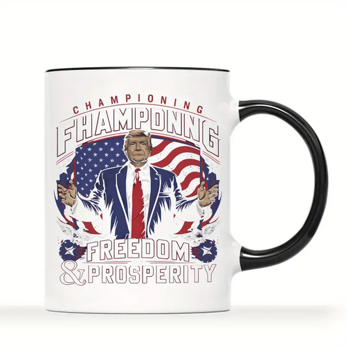 11 oz, CHAMPIONING FHAMPONG FREEDOM PROSPERITY, taza Trump, taza de cerámica, novedad - Imagen 8 de 9