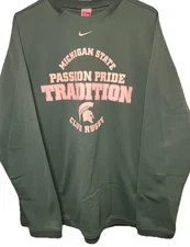 Michigan State Spartans Nike Mens XL Performance Sweatshirt Rugby Green