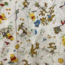 Vintage Disney Winnie the Pooh Flannel Fitted Crib Sheet Nursery Baby Bedding