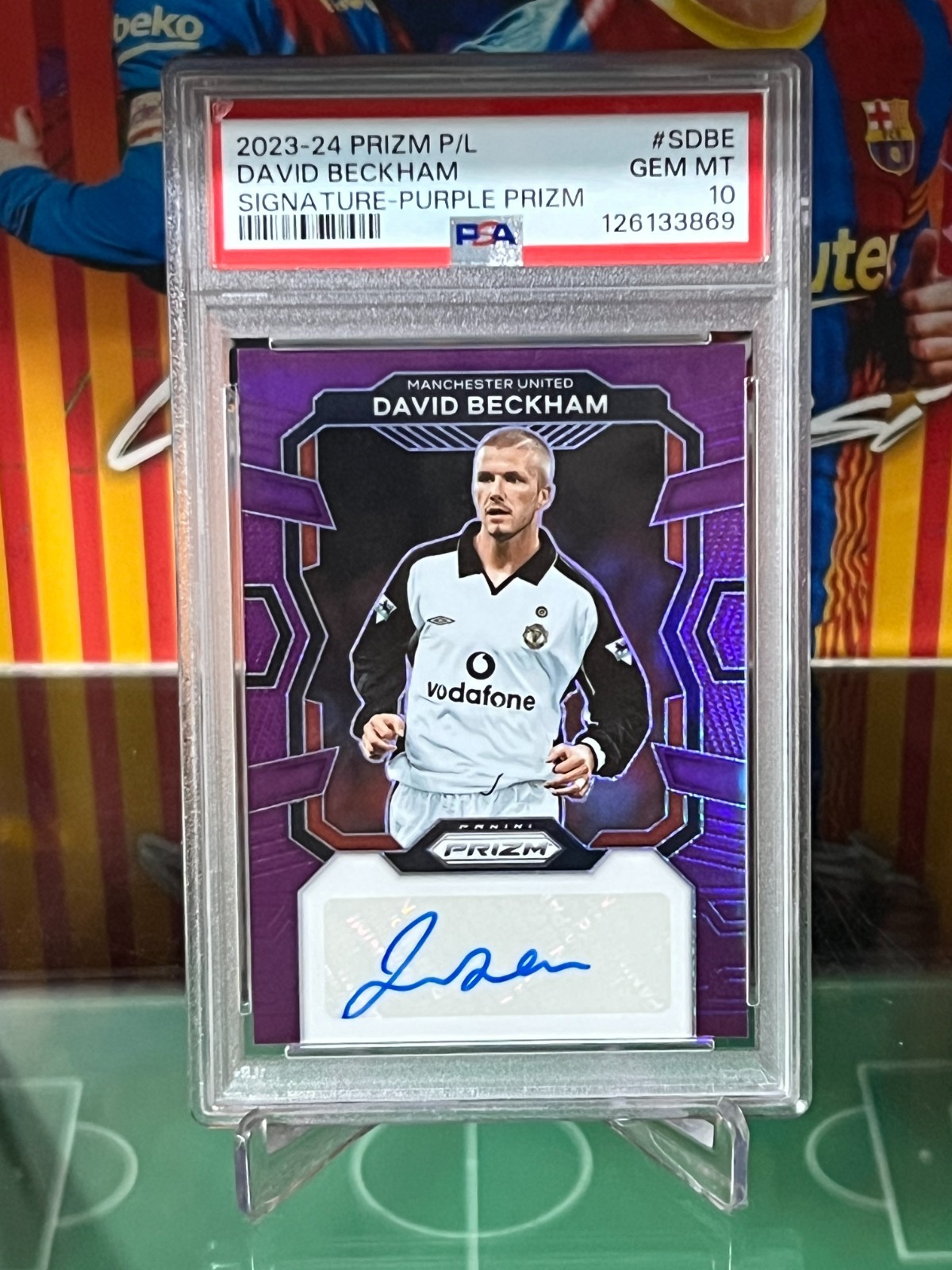 2023 Panini Prizm Premier league E #S-DBE Auto Purple /25 David Beckham PSA 10 view 11