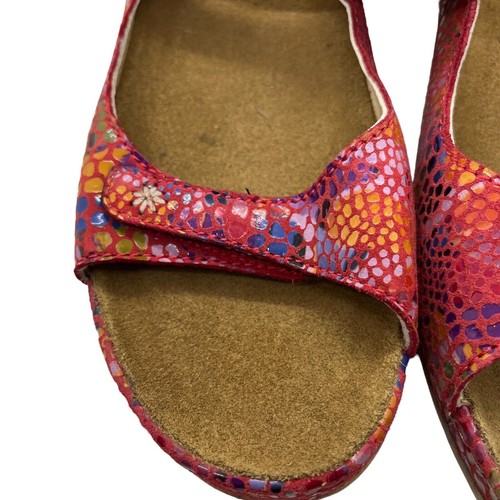 Wolky Sandals Women's Sz 42 US 10 Fantasy Red Pink Mulitcolor Comfort Hook Loop - Picture 3 of 13