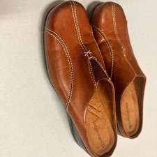 Naturalizer Agnes Brown Leather Mules Womens 9 Slip On Wear Casual
