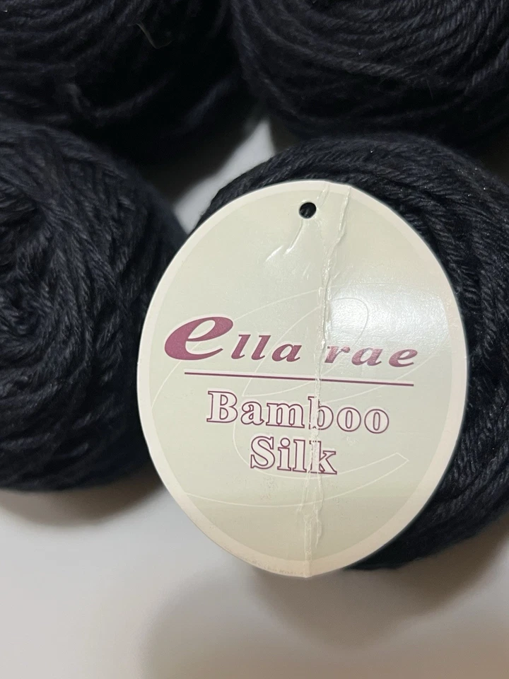 Hilo SEDA BAMBÚ Ella Rae NEGRO 50gr ea. Juego de 9 mezcla de bambú/seda Foto 2 de 4