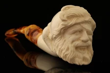 Pirate Block Meerschaum Pipe with custom case 13624r