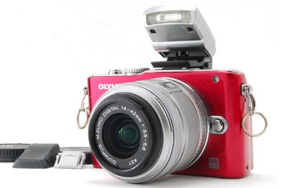Olympus PEN Lite E-PL3 Red w/ 14-42mm II R Lens JAPAN [Almost MINT SC/7629]