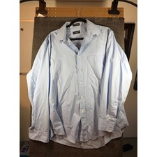 Christian Dior Button Down Shirt Mens 17 34/35 Blue Vintage Cotton USA Made
