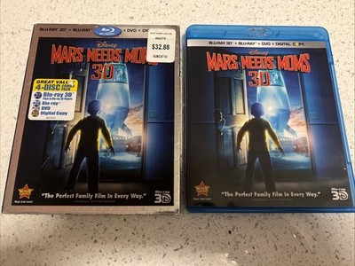 Mars Needs Moms (3D Blu-Ray/Digital, 2011, 3-Disc) Disney + Sleeve MISSING DVD