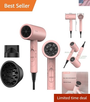 Elegant Baby Pink Blow Dryer - Ionic Technology & Fast Drying for All Hair Types