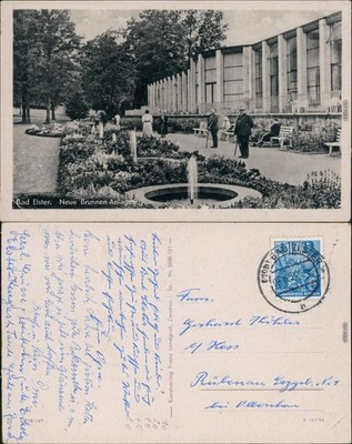 Postcard Bad Elster parks/spa park - new fountain system 1954
