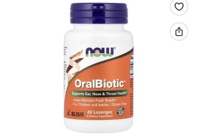 Now Foods OralBiotic 60 Lozenges Gluten-Free, GMP Quality Assured EXP 05/2027