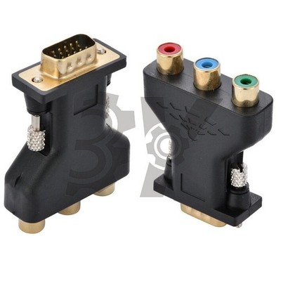 1X   Component YUV YPbPr Video To VGA Style D-sub HD 15-Pin Video Adapter #as