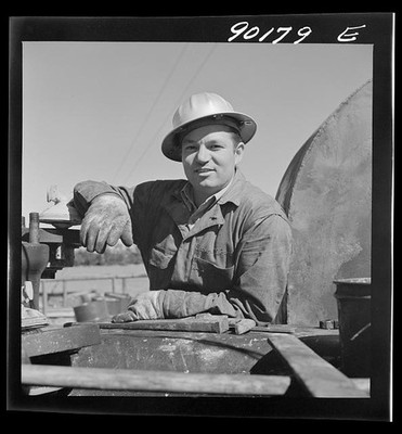 Photo:Valley Center Kansas Elmer Womack Oil Derrick Man Mud Hog 1941
