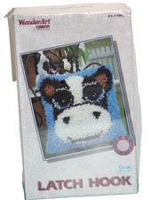 NEW Cow Latch Hook Rug Kit 12in x 12in Caron Wonder Art 4603