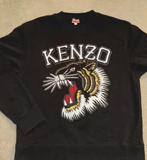 KENZO Tiger Varsity Crewneck Sweatshirt Embroidered Black Woman’s  Size Large