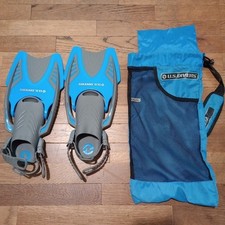 US Divers Blue Flippers Size Small Men 1-3 Women 2-4 Bag Included Scuba Fin Swim
