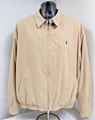 POLO Ralph Lauren Jacket Mens Beige Tan Khaki Bayport Poplin