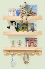 Nursery Shelves for Wall with Hooks-Scalloped Wall Book Shelves for Bedroom K...
