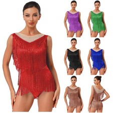Womens Bodysuit Stylish Dress  Party Dancewear Ballroom Crew Neck Gymnastics