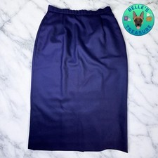 VTG Pendleton Skirt Women's 8 Straight  Pencil Navy Virgin Wool Dark Academia