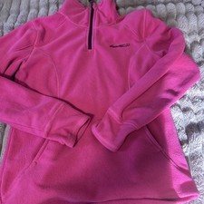 Eddie Bauer Girls SZ 14 Hot Pink Fleece 1/4 Zip Pullover Sweater-4565