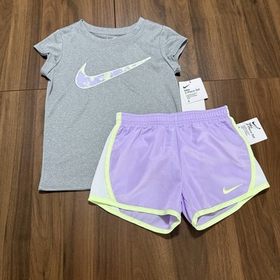 Nike Girls 2 Piece Outfit DRI-FIT Shirt and Shorts Set Size 5 New