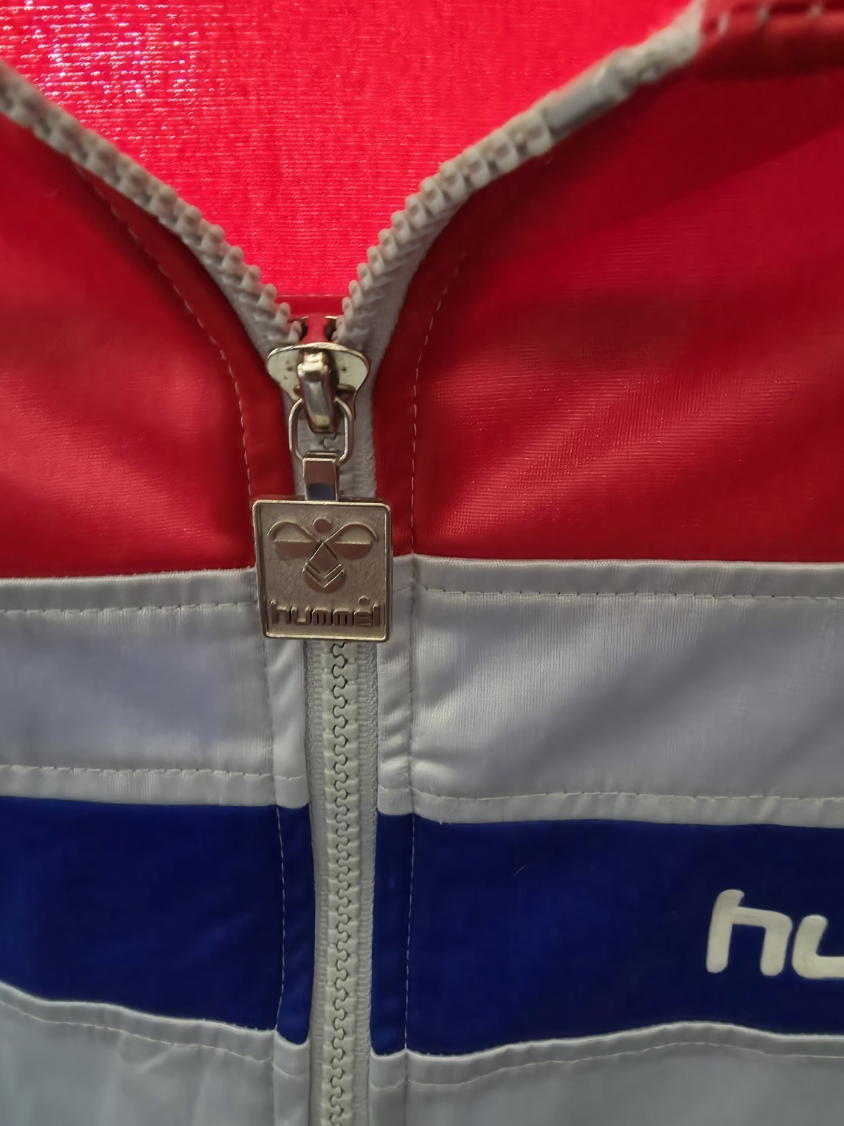 Hummel Men’s Colourblock Full Zip Track Jacket Red/Blue/Grey 40 80s ...