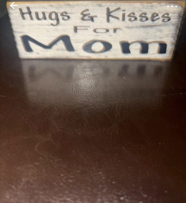 Hugs & Kisses For Mom Rustic Distressed Wood Wall Plaque White/Black 5x3