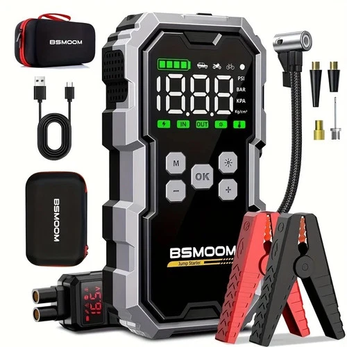 10000A Peak Jump Starter Portable Car Battery Pack Air Pump LED Flashlight USB