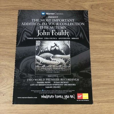 GRAM34 MAGAZINE ADVERT 11X8 WARNER CLASSICS PRESENT JOHN FOULDS