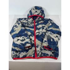 Eddie Bauer Kids XL Puffer Jacket Blue Camouflage Hooded Lightweight