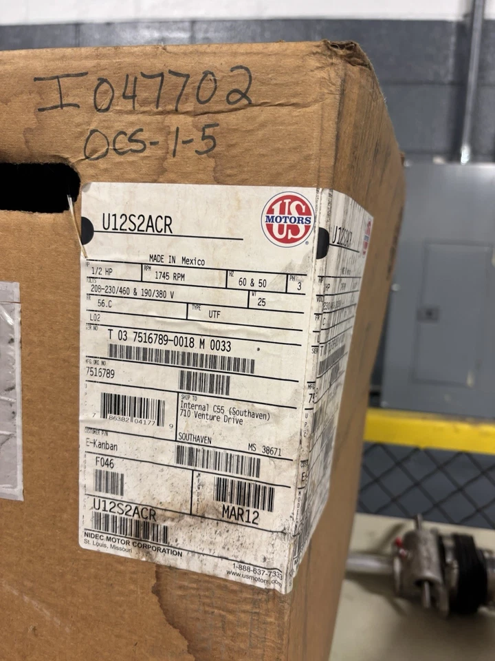 NEW US MOTORS U12S2ACR TYPE UTF MOTOR 1/2HP 56C 3PH 1745RPM - Image 2 of 3